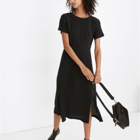 Madewell Dresses & Skirts - Black Polka Dot Midi Dress